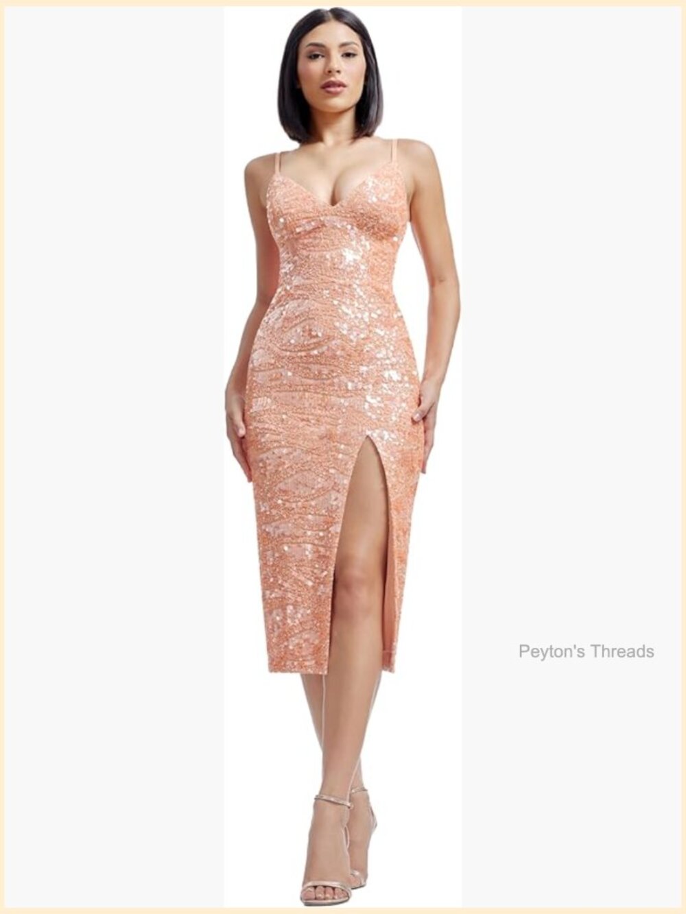 Sequin Bodycon Midi Dress with Adjustable Straps